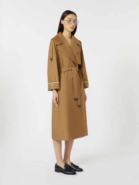 Коричневий плащ MAX MARA з водовідштовхувального твілу: фото 1 - Invogue