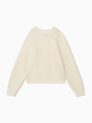 Кремовый свитер Emporio Armani из хлопка и шерсти: фото 1 - Invogue