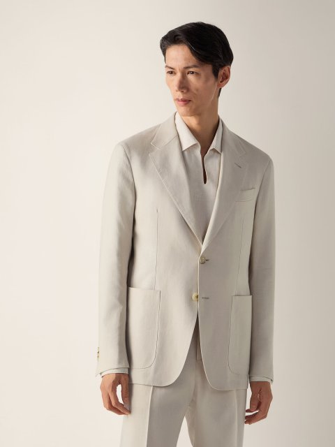 Бежевий жакет Zegna з льону: фото 2 - Invogue