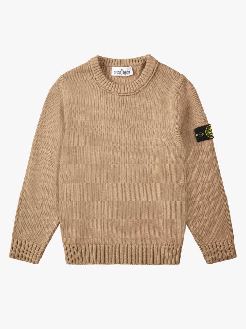 Бежевый свитер STONE ISLAND KIDS из хлопка: фото - Invogue