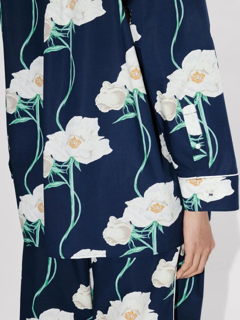 Темно-синя сорочка Kenzo з бавовни з квітковим принтом: фото 5 - Invogue