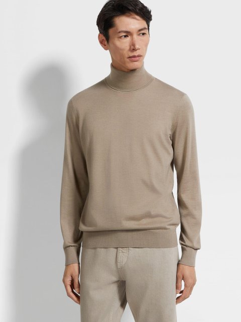 Бежевий светр ZEGNA з кашеміру та шовку: фото 3 - Invogue