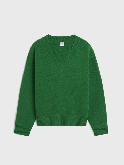 Зеленый свитер TOTEME из шерсти и кашемира: фото - Invogue