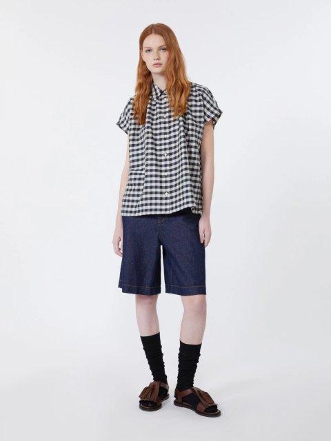 Темно-сині бермуди Weekend Max Mara з бавовни та льону: фото 1 - Invogue