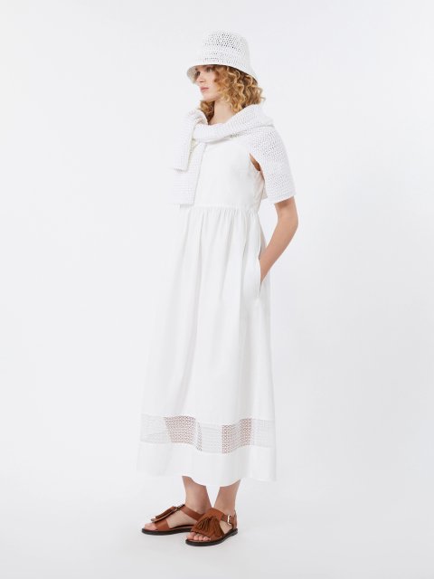 Біла сукня з мереживом Weekend Max Mara з бавовни: фото 2 - Invogue