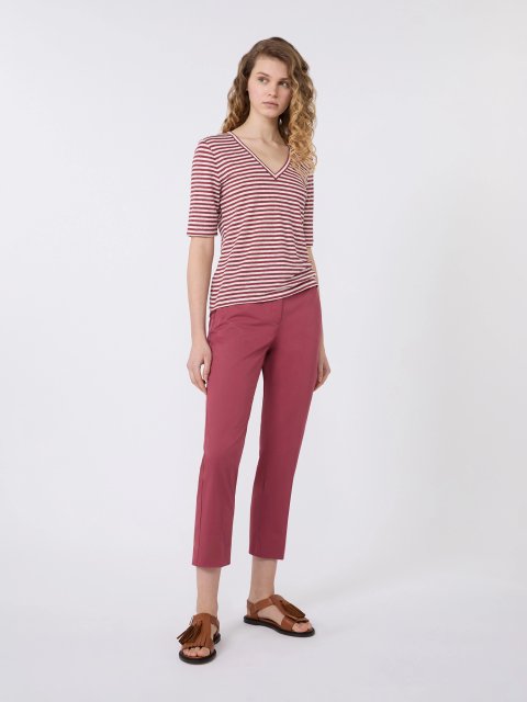 Бордовая футболка Weekend Max Mara из льна и эластана: фото 1 - Invogue