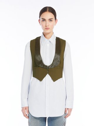 Жилет цвета хаки WEEKEND MAX MARA укороченный: фото 1 - Invogue