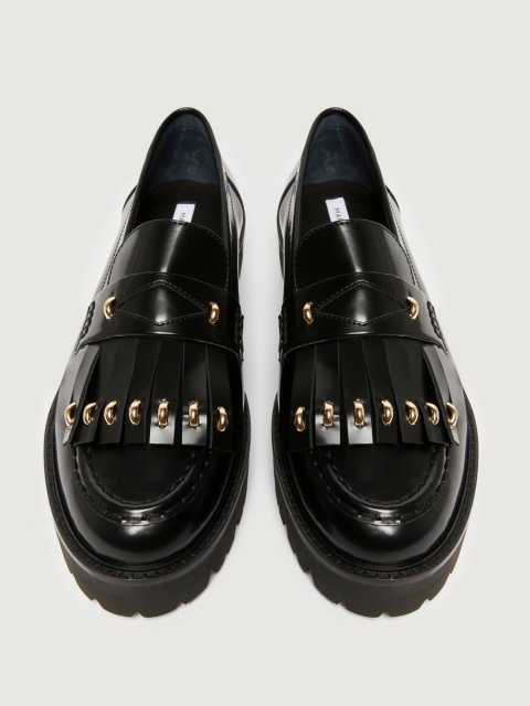 Черные лоферы MARELLA кожаные: фото 4 - Invogue