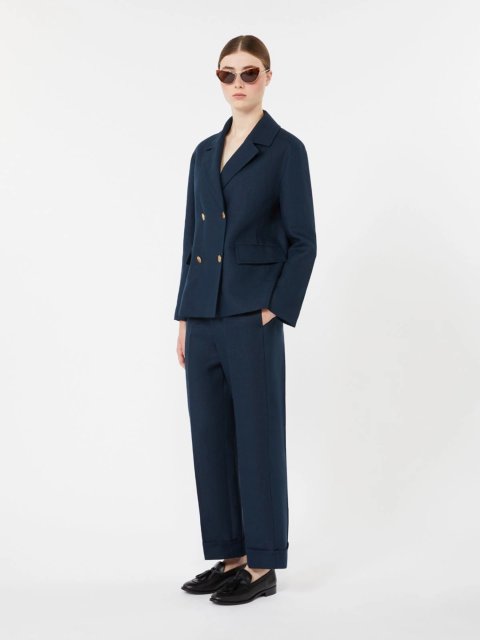 Темно-сині брюки Max Mara з чистого льону: фото 1 - Invogue