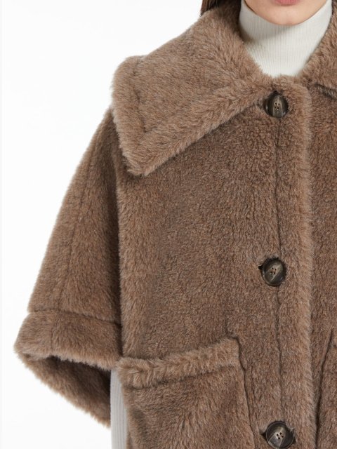 Сіре пончо MAX MARA з альпаки, кашеміру та шовку: фото 3 - Invogue