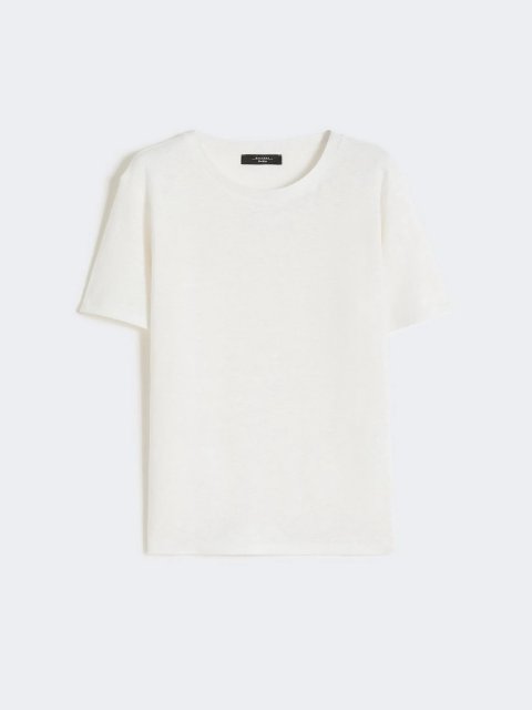 Біла футболка Weekend Max Mara з льону: фото - Invogue