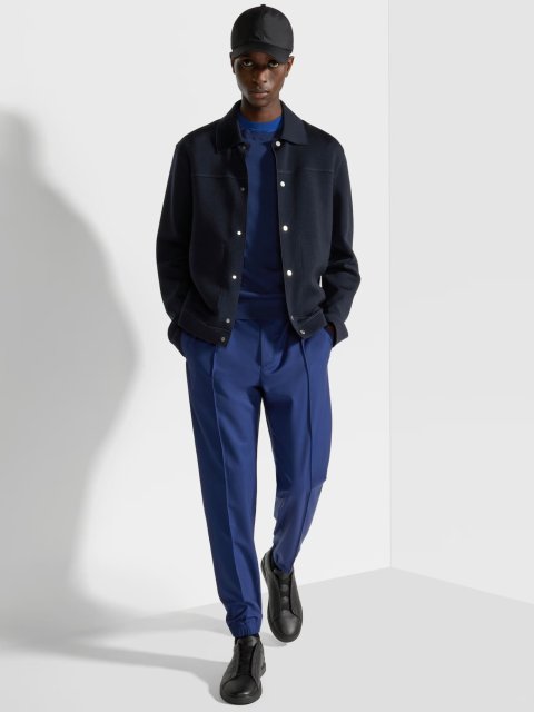 Темно-синяя рубашка ZEGNA из бленда шерсти: фото 4 - Invogue