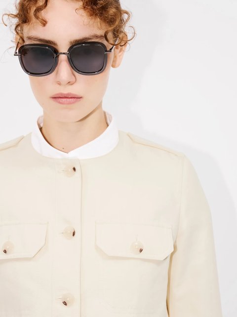 Кремовий жакет KENZO з суміші бавовни та льону: фото 4 - Invogue