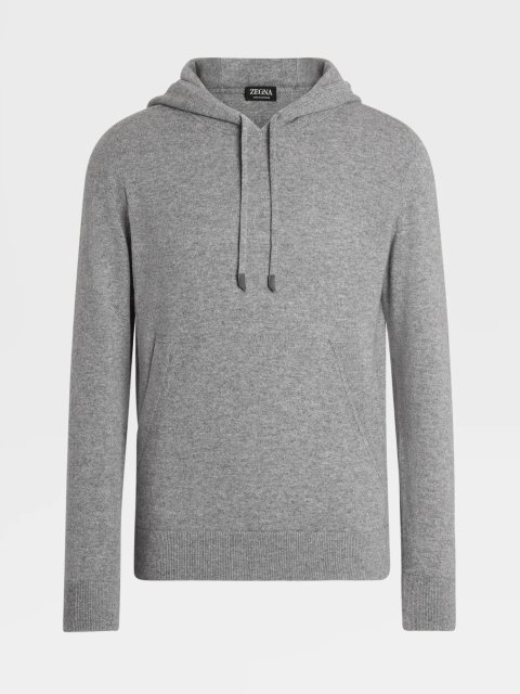 Светло-серое худи Zegna из кашемировой пряжи: фото - Invogue