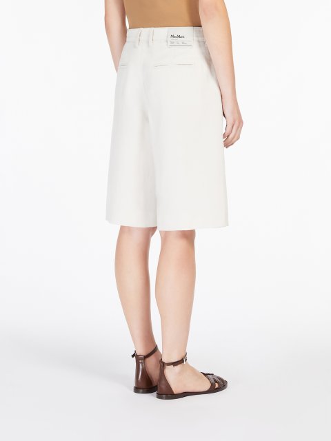 Кремові бермуди Max Mara з бавовни та льону: фото 3 - Invogue