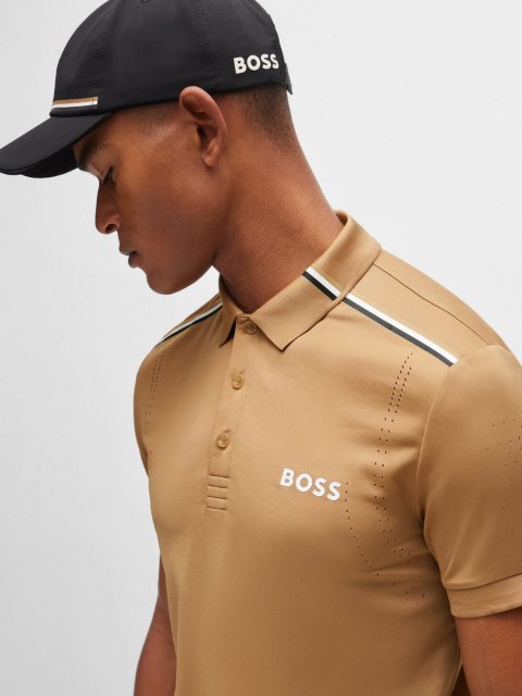 Бежеве поло BOSS крою slim: фото 3 - Invogue