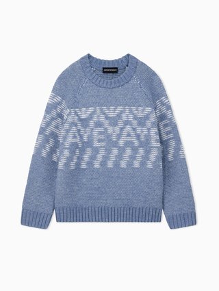 Голубой свитер Emporio Armani из шерсти и акрила: фото - Invogue
