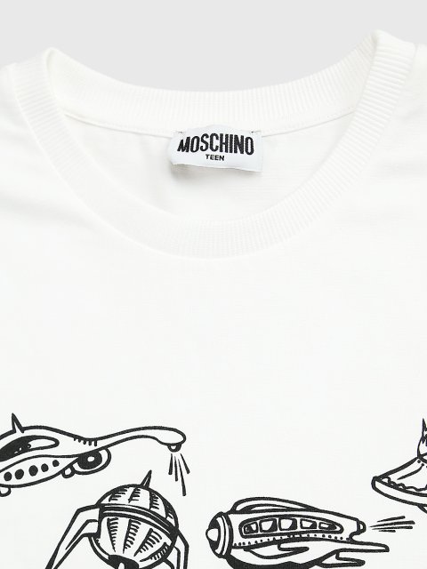 Белая футболка MOSCHINO KIDS: фото 2 - Invogue