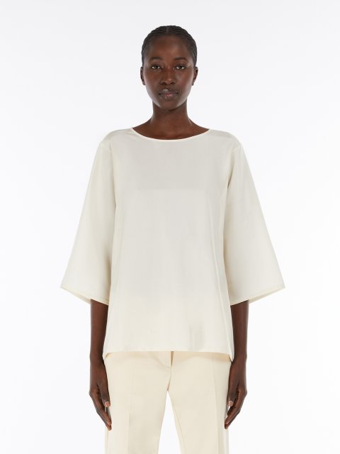 Кремова блуза Weekend Max Mara з шовку та трикотажу: фото 2 - Invogue