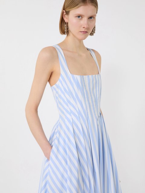 Світло-блакитна в смужку сукня Max Mara з бавовни: фото 2 - Invogue