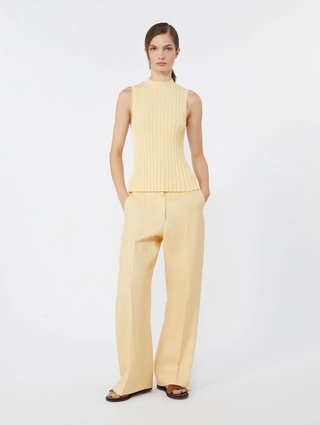 Жовті брюки WEEKEND MAX MARA з чистого льону: фото 1 - Invogue