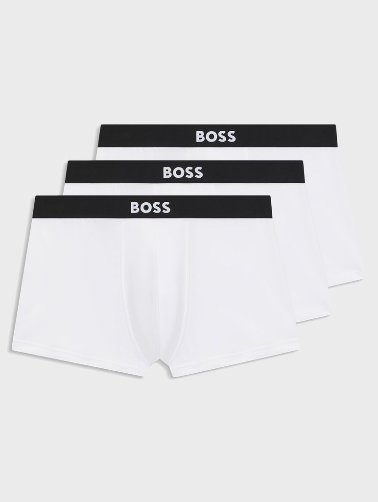 Белые боксеры 3 пары BOSS из хлопка: фото - Invogue