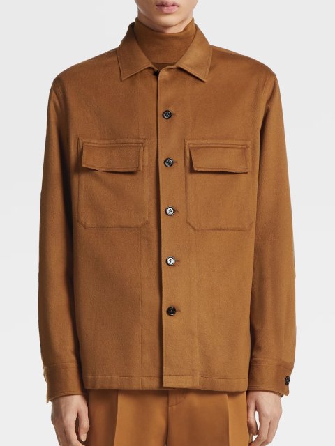 Карамельна сорочка Zegna з кашеміру з нагрудними кишенями: фото 1 - Invogue