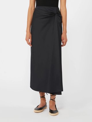 Черная юбка Max Mara из атласа из смеси хлопка: фото 2 - Invogue