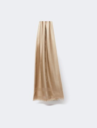 Бежевый шарф с жаккардовым узором Weekend Max Mara из шерсти: фото - Invogue