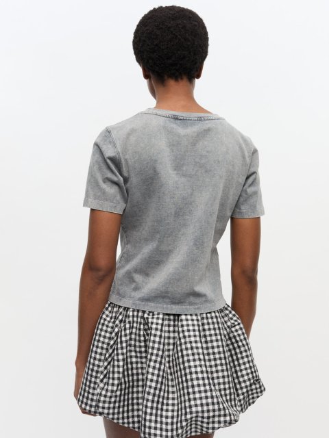 Сіра футболка GANNI з бавовни: фото 3 - Invogue