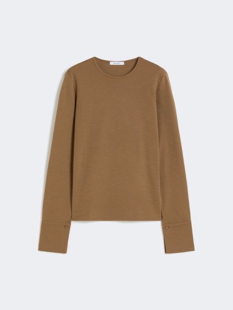 Коричневая футболка MAX MARA из шерстяного трикотажа: фото - Invogue