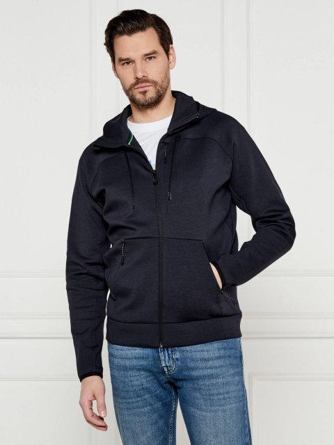 Темно-синяя кофта Boss спортивная с капюшоном: фото 2 - Invogue