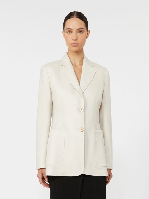 Бежевий жакет Max Mara з льону приталеного крою: фото 2 - Invogue