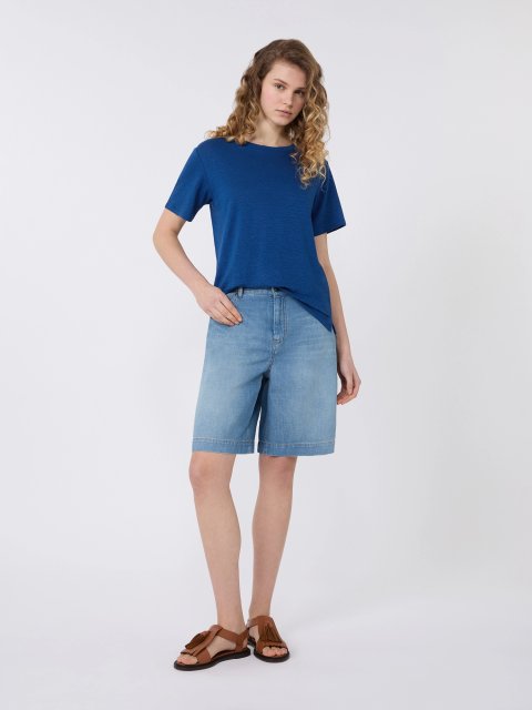 Синяя футболка Weekend Max Mara из льна и эластана: фото 1 - Invogue