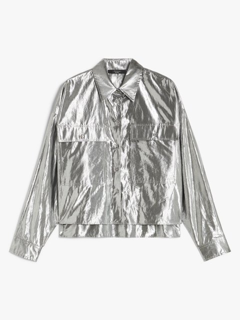 Срібляста сорочка WEEKEND MAX MARA прямого крою: фото - Invogue