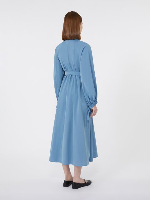Блакитна сукня MAX MARA з бавовняної тафти: фото 2 - Invogue
