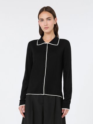 Чорний кардиган Max Mara з шовку та вовни: фото 2 - Invogue