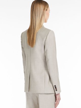 Бежевый двубортный жакет Max Mara из шерсти с карманами: фото 2 - Invogue