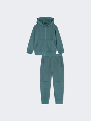 Изумрудная кофта, брюки EMPORIO ARMANI KIDS из хлопка: фото - Invogue