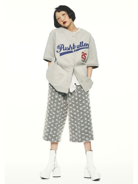 Серая футболка PUSHBUTTON из хлопка: фото 1 - Invogue