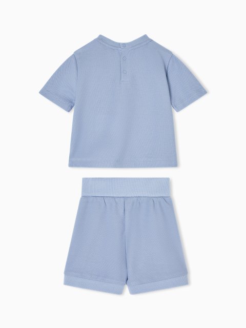 Комплект з футболки та шортів з піке з логотипом Eagle Emporio Armani Kids блакитний: фото 2 - Invogue