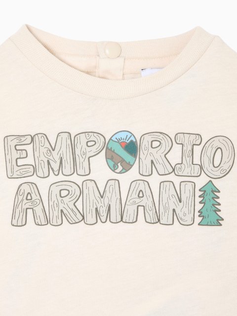 Кремовий джемпер EMPORIO ARMANI KIDS з бавовни: фото 1 - Invogue