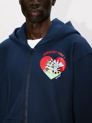 Темно-синее худи Kenzo из хлопка с принтом: фото 4 - Invogue