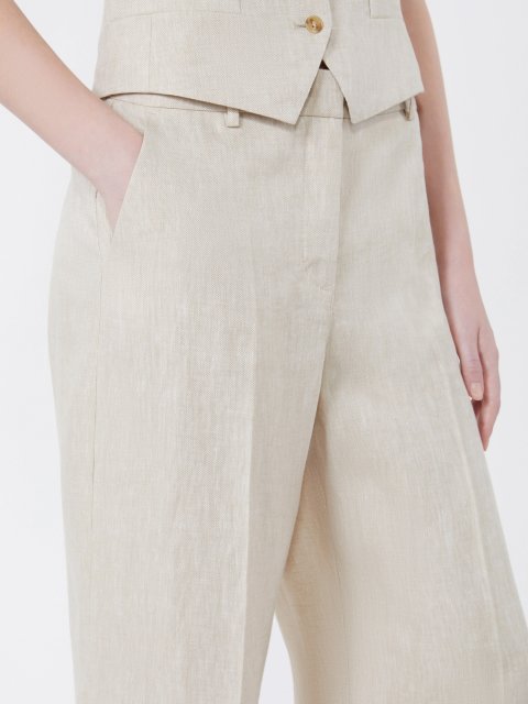 Кремові брюки зі стрілками Weekend Max Mara з льону: фото 4 - Invogue