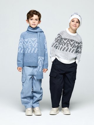 Голубой шарф Emporio Armani из шерсти и акрила: фото 1 - Invogue