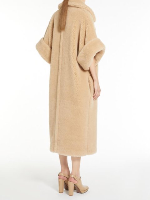 Кремовое пальто Teddy oversize Max Mara из бленда альпаки и шелка: фото 2 - Invogue