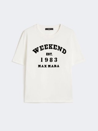 Белая футболка WEEKEND MAX MARA из хлопкового трикотажа: фото - Invogue