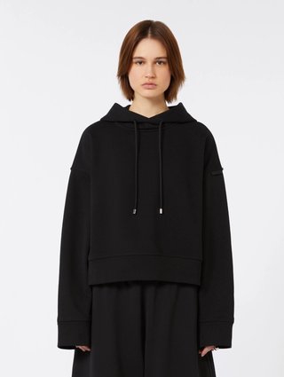 Черное худи Sportmax из эластичного хлопка: фото 2 - Invogue