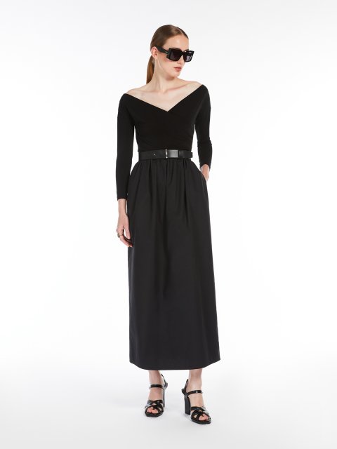 Чорна сукня Max Mara з попліну та джерсі: фото 1 - Invogue