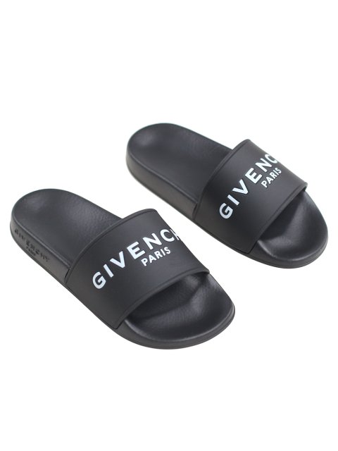 Чёрные шлепанцы GIVENCHY KIDS: фото 1 - Invogue